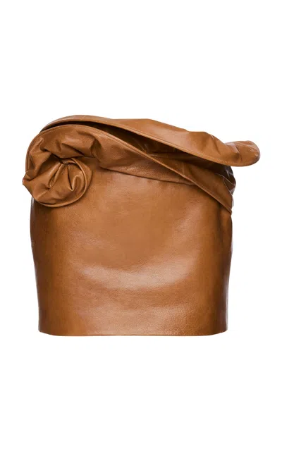 Magda Butrym Rosette Leather Mini Skirt In Brown