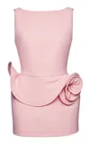 Magda Butrym Floral-appliqué Open-back Minidress In Pink
