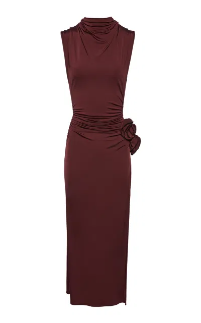 MAGDA BUTRYM ROSETTE MOCKNECK MAXI DRESS