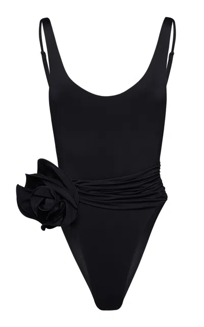 Magda Butrym Rosette One-piece Bathing Suit In Black