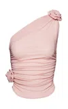 Magda Butrym Rosette One-shoulder Stretch-silk Top In Multicolor