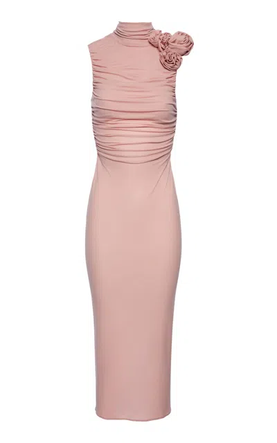 MAGDA BUTRYM ROSETTE STRETCH-SILK MAXI DRESS