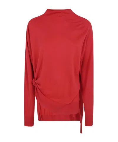 Magda Butrym Rosette-detail Asymmetric Sweater In Red