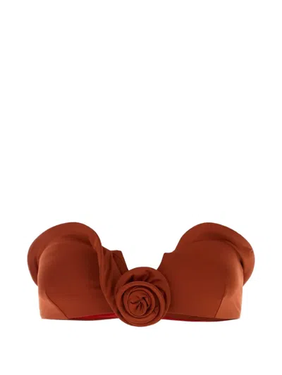 Magda Butrym Rosette-detail Bandeau Bikini Top In Orange