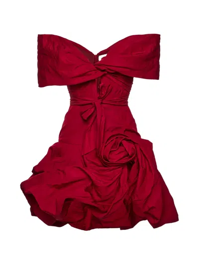 Magda Butrym Off-shoulder Cotton-blend Taffeta Minidress In Red