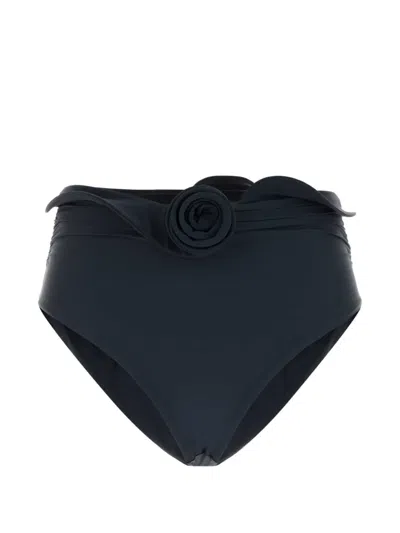 Magda Butrym Rosette-detail Ruched Bikini Bottom In Blue