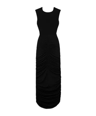 Magda Butrym Ruched Open-back Stretch-jersey Gown In Black