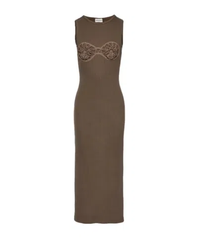Magda Butrym Round Neck Dress In Brown