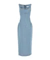 Magda Butrym Sleeveless Square Neckline Denim Dress With Back Slit In Blue