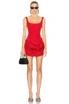 Magda Butrym Ss25 Cotton Ruffle Mini Dress In Red
