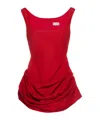 Magda Butrym Ss25 Cotton Ruffle Mini Dress In Red