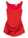 Magda Butrym Ss25 Cotton Ruffle Mini Dress In Red