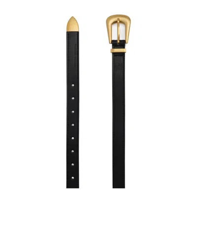 Magda Butrym Rounded Buckle Box Leather Belt In Black And Gold