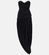 Magda Butrym Ruched Asymmetric Draped Midi Dress In Black