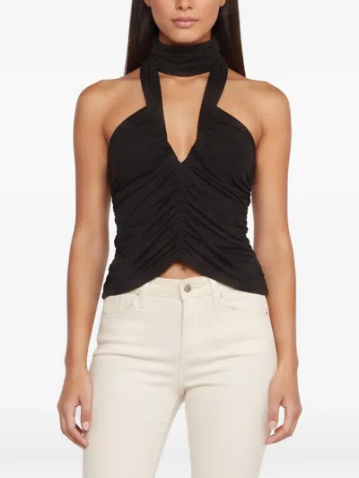 Pre-owned Magda Butrym Ruched Asymmetrical Blouse In Black