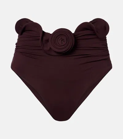 Magda Butrym Ruched Bikini Bottoms In Brown