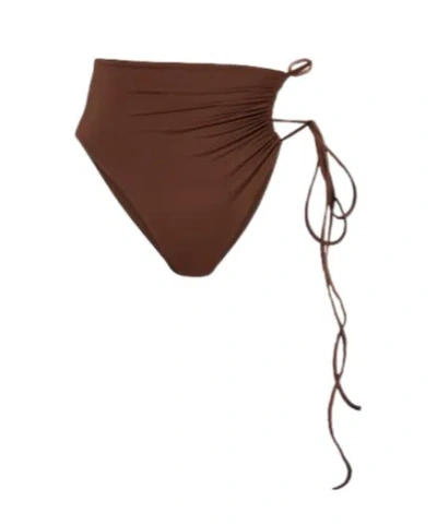 Magda Butrym Ruched Bikini Bottoms In Brown
