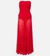 Magda Butrym Strapless Draped Jersey Long Dress In Red