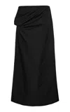 Magda Butrym Ruched Cotton Maxi Skirt In Black