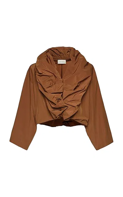 Magda Butrym Ruched Cotton-blend Jacket In Brown