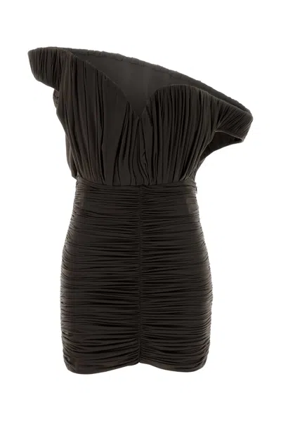 Magda Butrym Ruched Cupro Dress In Brown
