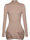 Magda Butrym Ruched Stretch-silk Mini Dress In Neutrals