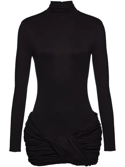 Magda Butrym Ruched-detail Long-sleeve Dress In Black