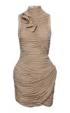 Magda Butrym Ruched-detailed Mini Dress In Brown