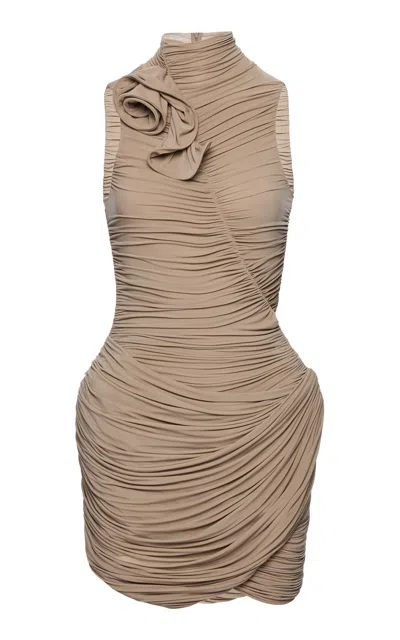 Magda Butrym Ruched-detailed Mini Dress In Brown
