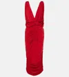 Magda Butrym Ruched Draped Midi Dress In Red