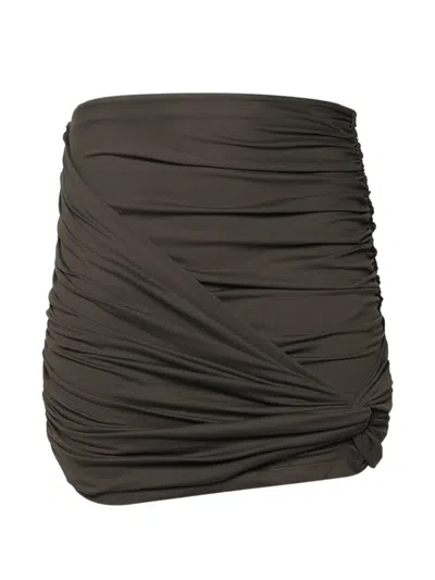 Magda Butrym Ruched Draped Mini Skirt In Green