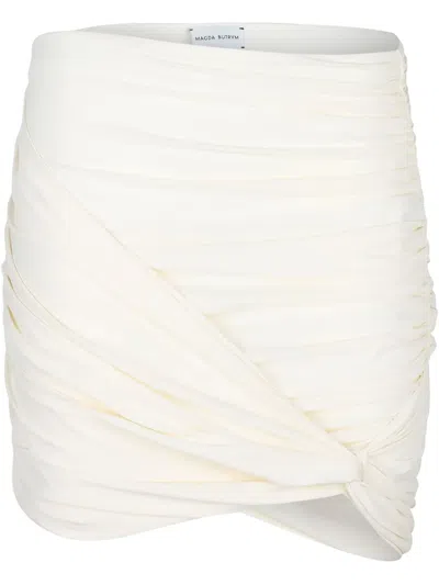 Magda Butrym Ruched Draped Mini Skirt In White