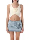 Magda Butrym Women's Ruched Flower Top In Cream