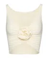 Magda Butrym Ruched Flower Top In Cream In White