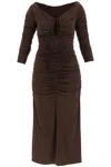 Magda Butrym Ruched Midi Dress In Jersey In Brown