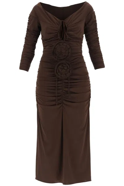 Magda Butrym Ruched Midi Dress In Jersey In Brown