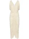 Magda Butrym Ruched Stretch-jersey Midi Dress In Neutrals