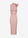 Magda Butrym Rosette Stretch-silk Maxi Dress In Old Pink