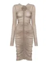 Magda Butrym Ruched Jersey Midi Dress In Beige