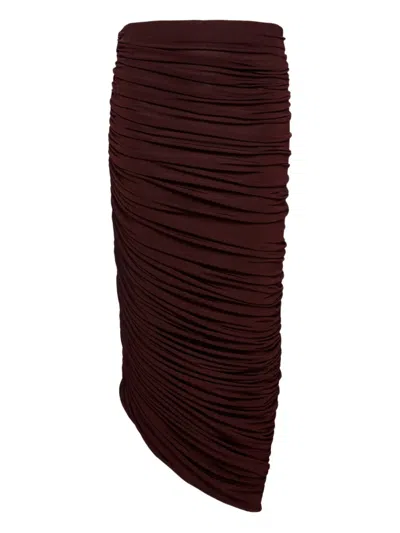 Magda Butrym Asymmetrical Draped Midi Skirt In Bordeaux In Bordeaux Red