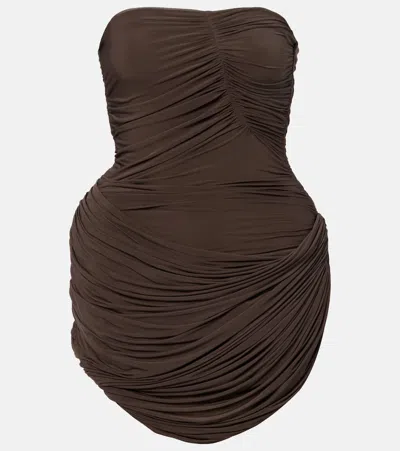 Magda Butrym Ruched Minidress In Brown