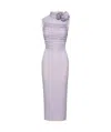 Magda Butrym Magda Burtym Ruched Mock Neck Midi Dress In Purple