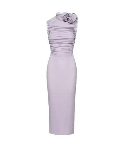 MAGDA BUTRYM MAGDA BURTYM RUCHED MOCK NECK MIDI DRESS