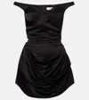Magda Butrym Off-the-shoulder Ruched Satin Dress In Black