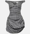 Magda Butrym Ruched Off-shoulder Wool-blend Bustier Dress In Gray