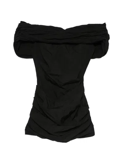 Magda Butrym Ruched Off-the-shoulder Mini Dress In Black