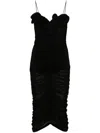 Magda Butrym Ruffled Ruched Jersey Midi Dress In Black