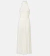 Magda Butrym Ruched Sheer High-neck Maxi Dress In White