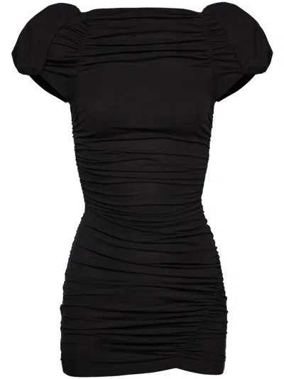 Magda Butrym Ruched-shoulder Mini Dress In Black