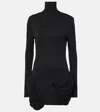 Magda Butrym Ruched Silk-blend Minidress In Black